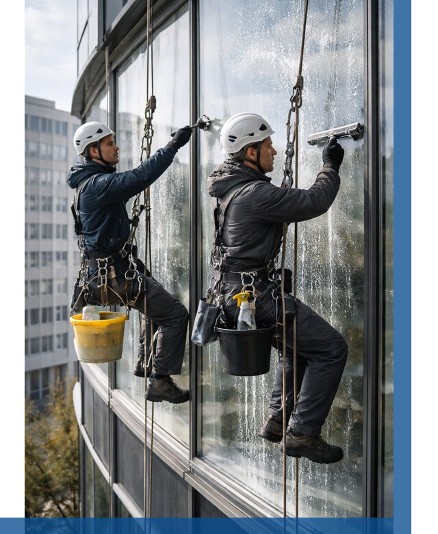 Мойка панорамных окон в Коркине от 363 р. заказать у ВЫСОТНИК-Крк