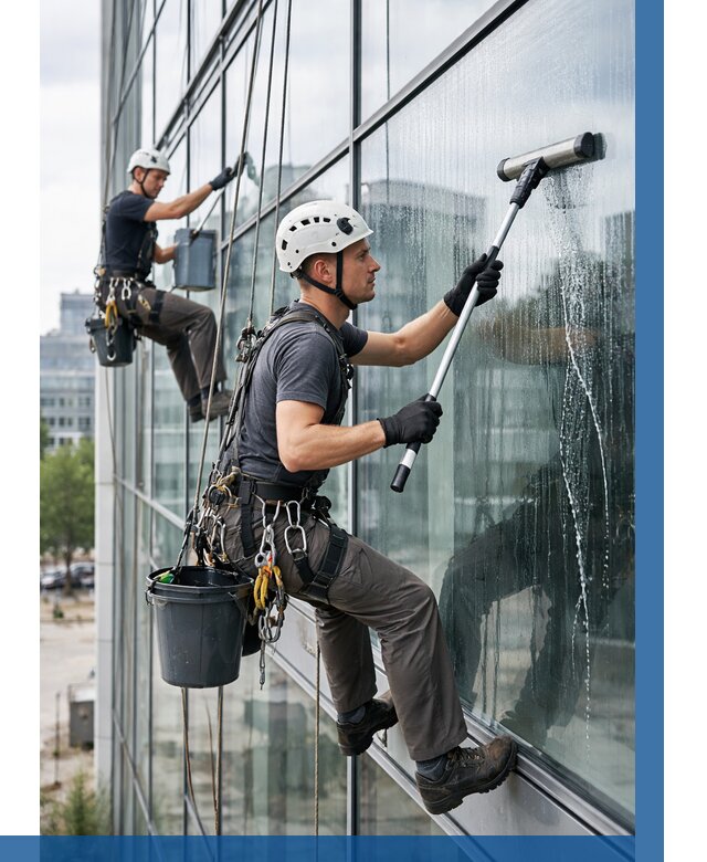 Мойка витражей альпинистами в Коркине от 727 р. под ключ|ВЫСОТНИК-Крк