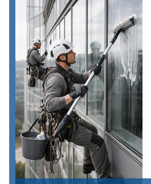 Высотная мойка сплошного остекления с выездом в Коркине