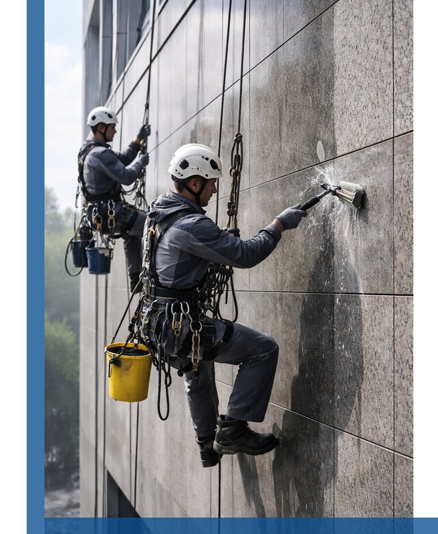 Профессиональная мойка фасада из керамогранита в Коркине