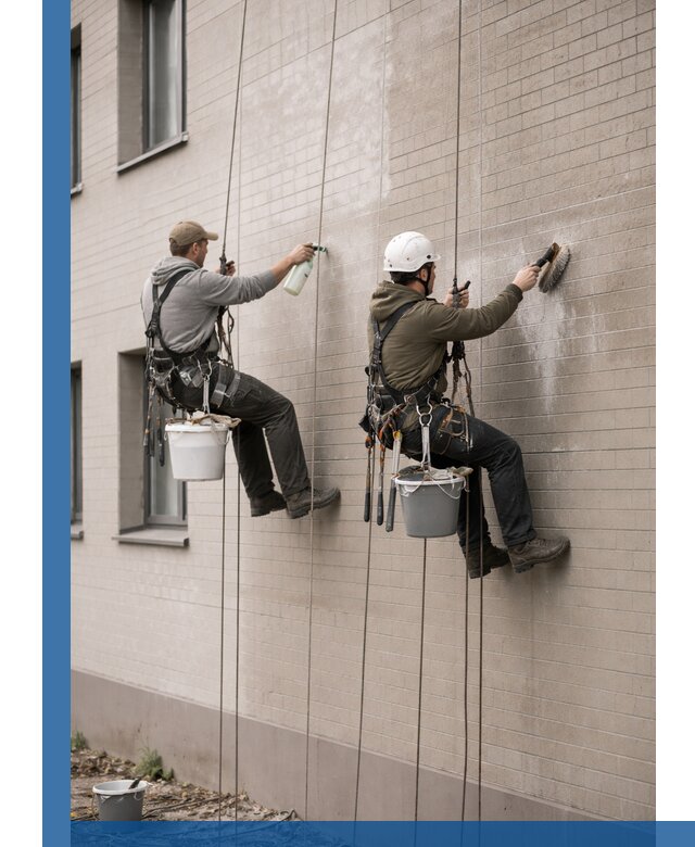 Удаление высолов с фасада зданий в Коркине без повреждений и следов