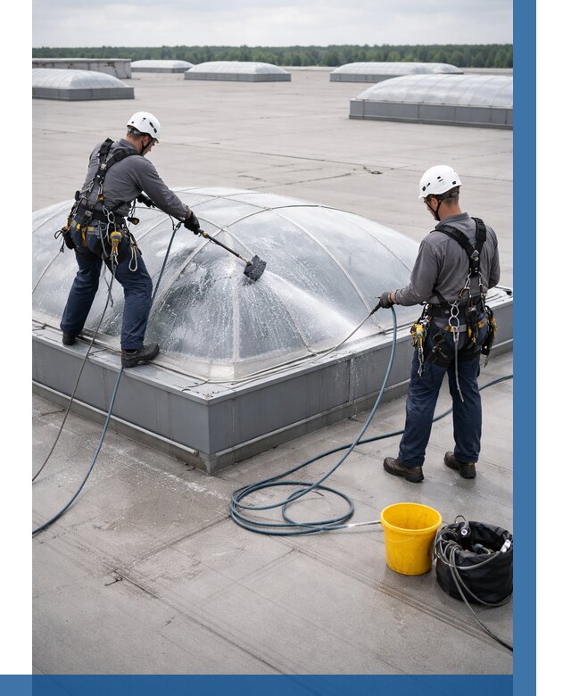 Мойка зенитных фонарей в Коркине, заказать от 4671 р. | ВЫСОТНИК-Крк