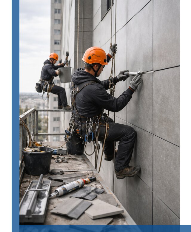 Профессиональный ремонт фасада из керамогранита в Коркине