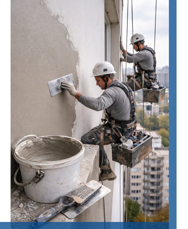 Шпаклевка фасада на высоте в Коркине от 727 р. | ВЫСОТНИК-Крк