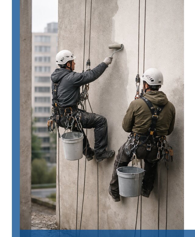 Покраска фасадов высотными альпинистами в Коркине с гарантией