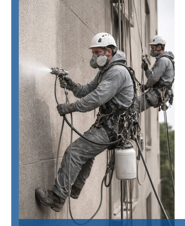 Безвоздушная покраска фасадов зданий в Коркине профессионально