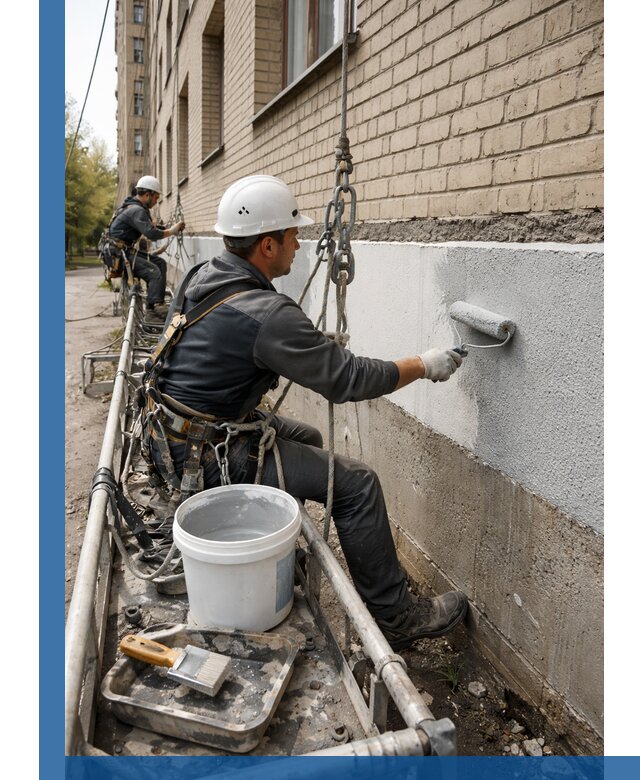 Окраска цоколя здания в Коркине профессионально и надежно