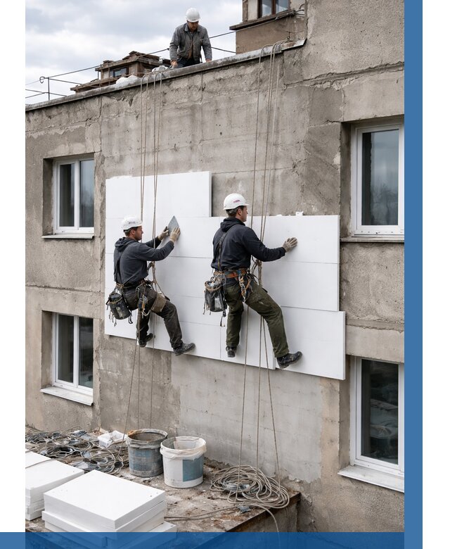 Утепление фасада пенополистиролом в Коркине от 1869 р. | ВЫСОТНИК-Крк