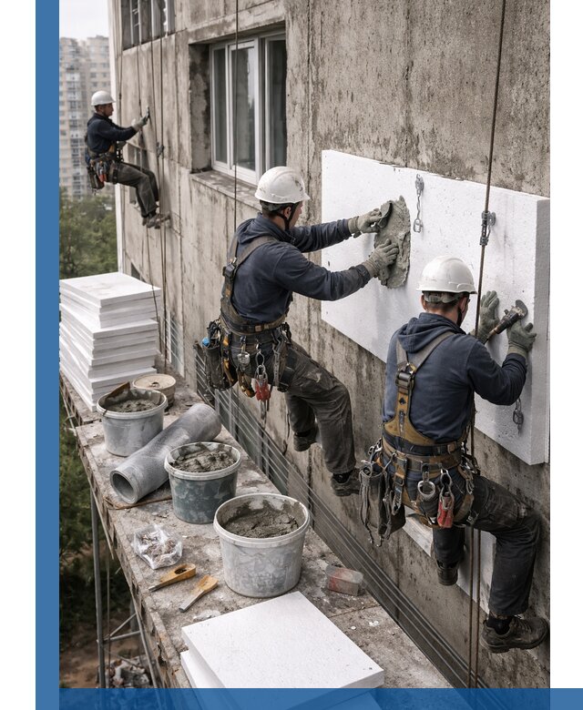 Утепление фасада пенополистиролом в Коркине под ключ