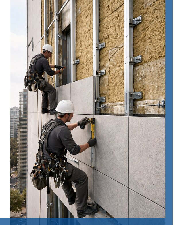 Монтаж вентилируемого фасада в Коркине от 3633 р. | ВЫСОТНИК-Крк