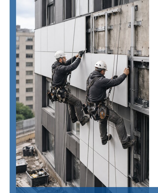 Монтаж композитных панелей фасада в Коркине под ключ