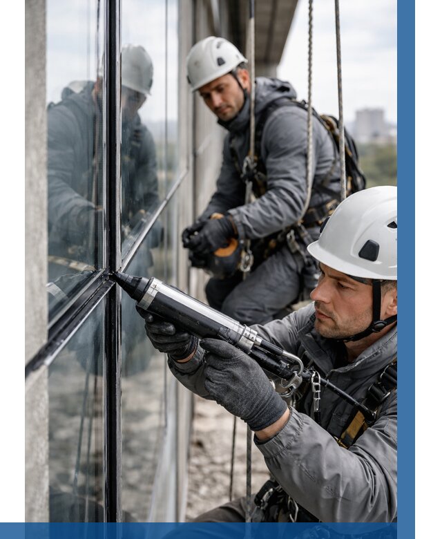 Герметизация витражных швов в Коркине от 675 р. | ВЫСОТНИК-Крк