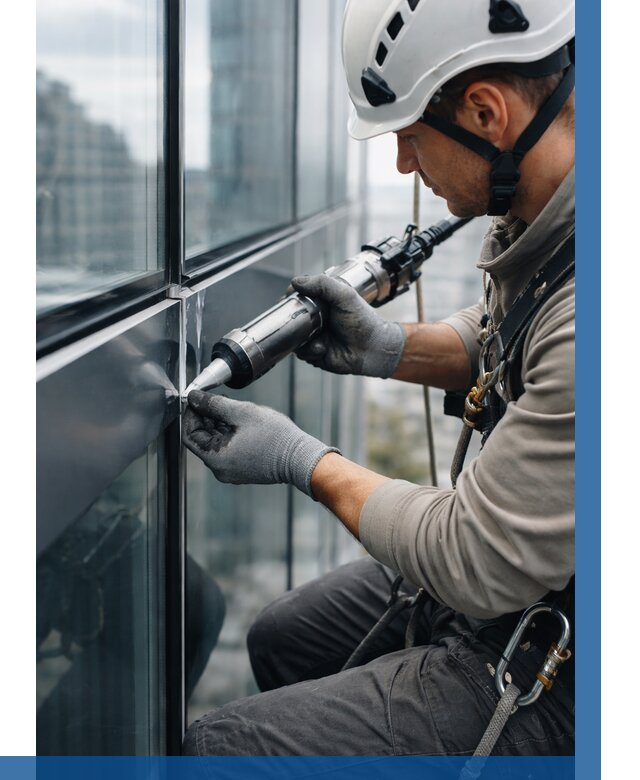 Герметизация стыков витража в Коркине от 1246 р. | ВЫСОТНИК-Крк