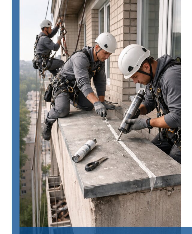 Герметизация балконного козырька в Коркине профессионально