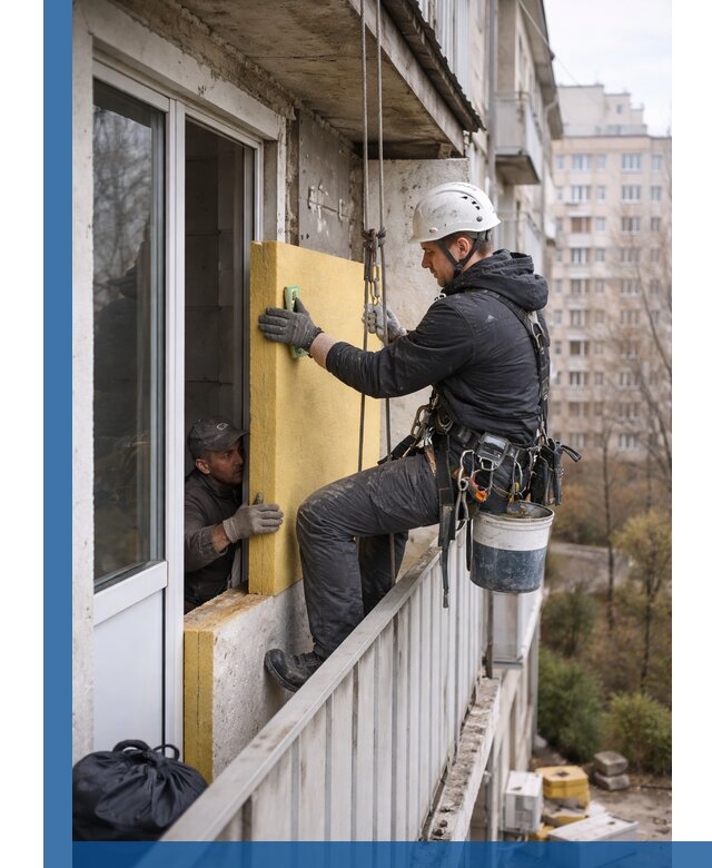 Профессиональное утепление балкона снаружи в Коркине под ключ