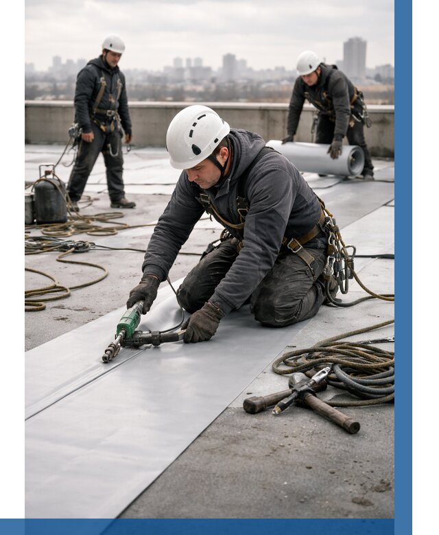 Ремонт мембранной кровли в Коркине от 1869 р./м2 | ВЫСОТНИК-Крк