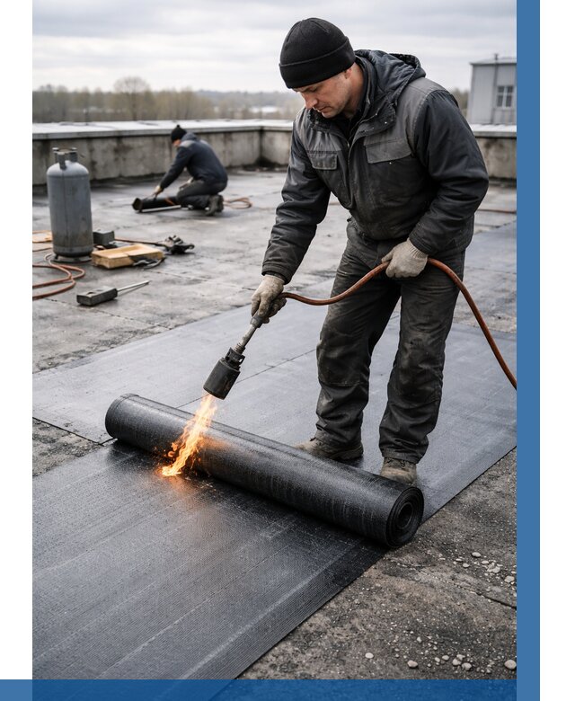 Ремонт наплавляемой кровли в Коркине от 727 р. | ВЫСОТНИК-Крк