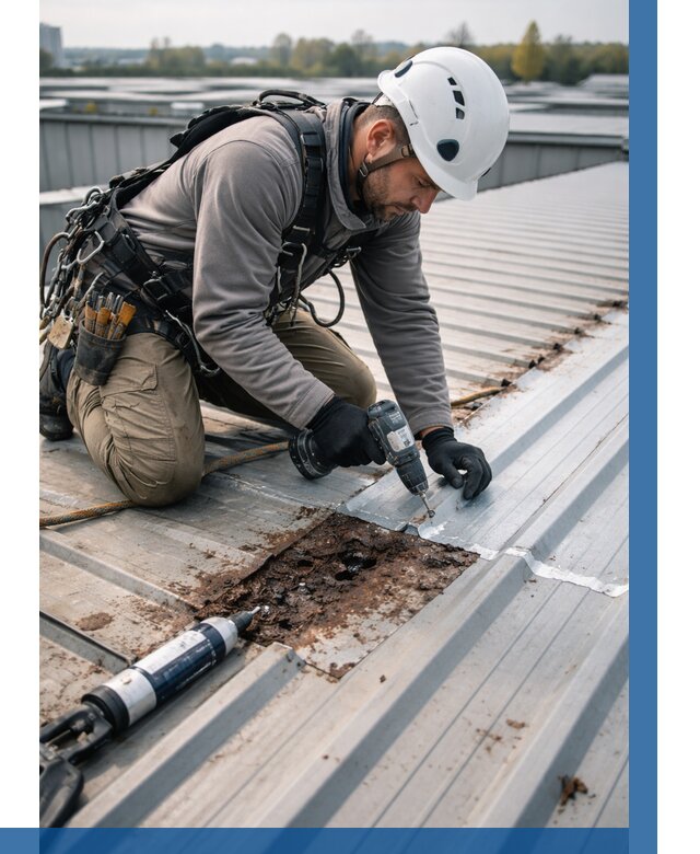 Ремонт профнастила на кровле в Коркине от 727 р. | ВЫСОТНИК-Крк