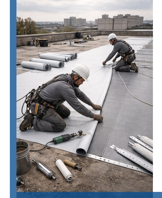 Монтаж мембранной кровли в Коркине для промышленных зданий