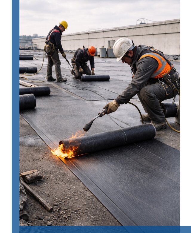 Монтаж наплавляемой кровли в Коркине профессионально
