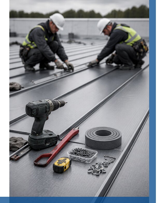 Монтаж фальцевой кровли в Коркине от 1869 р. | ВЫСОТНИК-Крк