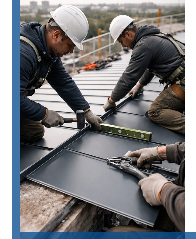 Монтаж фальцевой кровли в Коркине для промышленных зданий