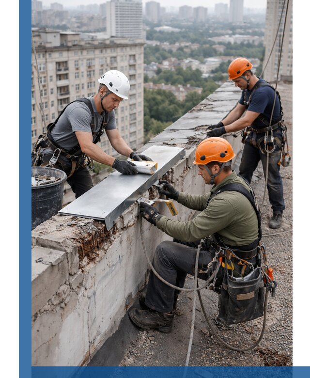 Ремонт парапета на кровле в Коркине, высотные работы с гарантией