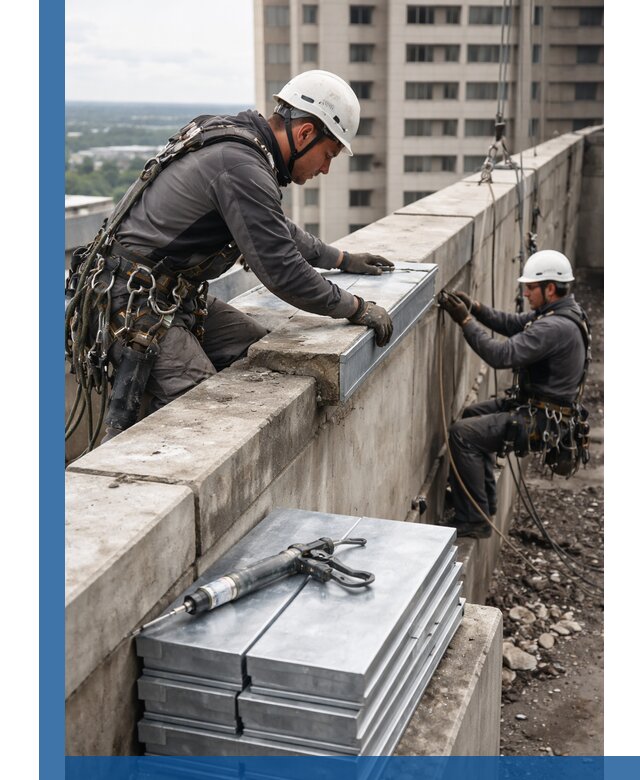 Замена парапетных крышек и установка новых в Коркине