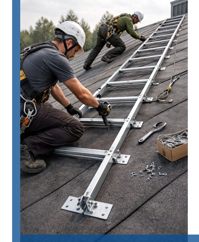 Профессиональный монтаж кровельной лестницы в Коркине под ключ