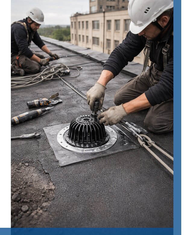 Установка водосточных воронок в Коркине цена от 3633 р. | ВЫСОТНИК-Крк