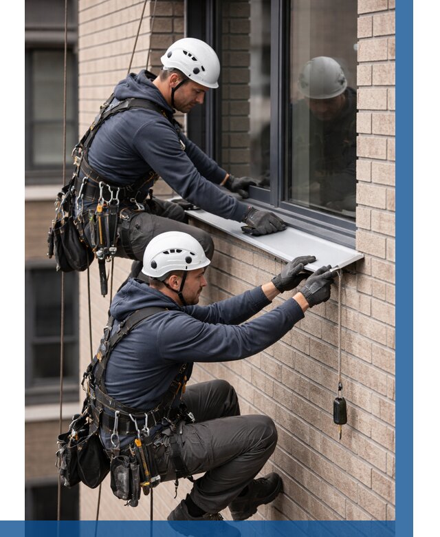 Монтаж оконных отливов под ключ в Коркине от 3633 р. | ВЫСОТНИК-Крк