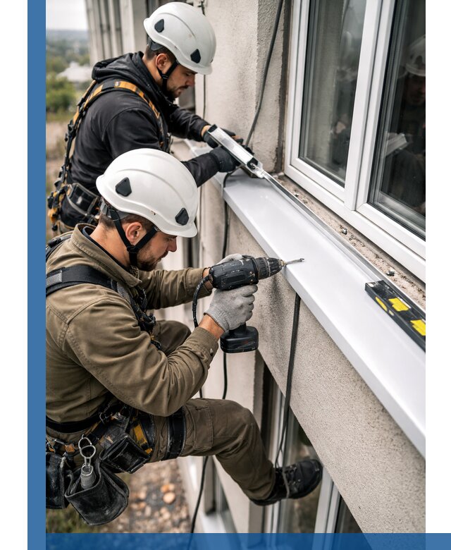 Профессиональный монтаж оконных отливов и отведения воды в Коркине