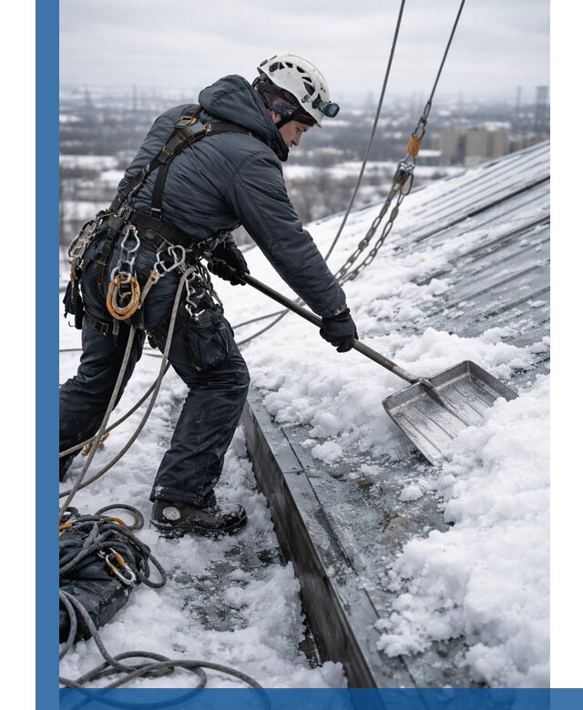 Профессиональная очистка кровли от снега и наледи в Коркине