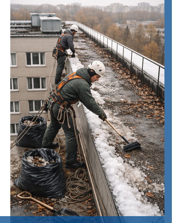 Очистка кровли по периметру в Коркине от 571 р. | ВЫСОТНИК-Крк