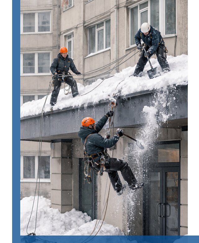 Безопасная очистка навесов от снега в Коркине круглогодично