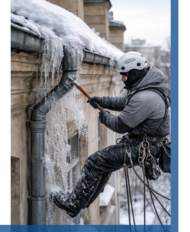 Очистка водостоков от льда в Коркине от 3633 р. | ВЫСОТНИК-Крк