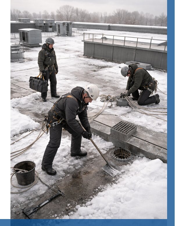 Абонентское обслуживание кровли зимой в Коркине от 8305 р. | ВЫСОТНИК-Крк