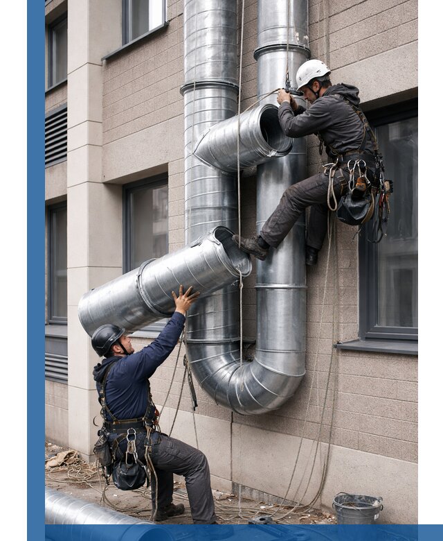 Монтаж фасадных воздуховодов в Коркине с герметизацией и крепежом