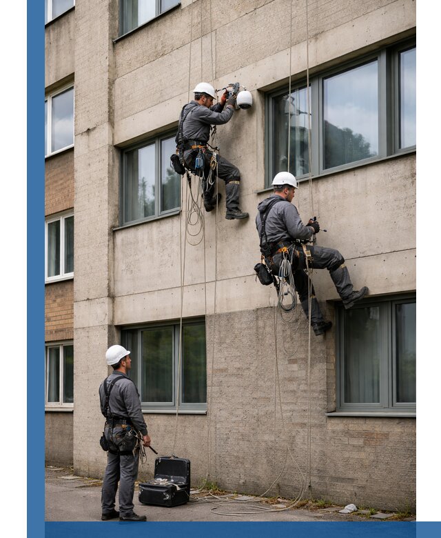 Монтаж фасадных камер видеонаблюдения в Коркине под ключ