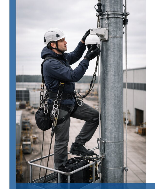 Профессиональная установка видеокамер на мачте в Коркине