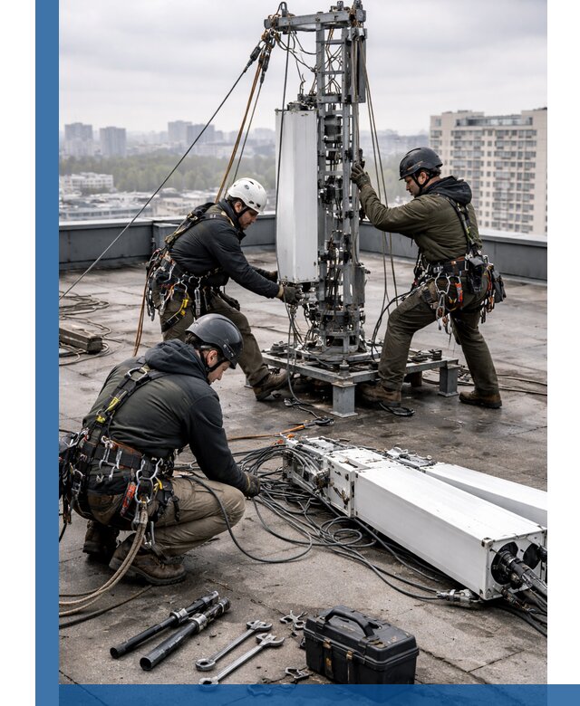 Демонтаж антенн на крыше зданий в Коркине с гарантией