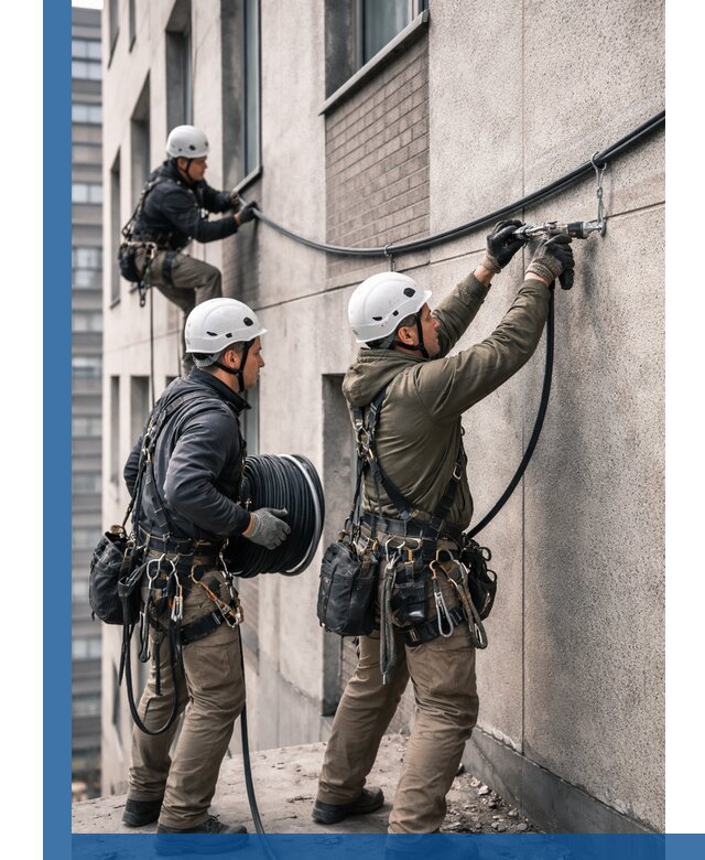 Прокладка кабеля по фасаду в Коркине, профессиональный монтаж