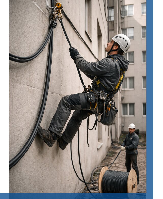 Протяжка кабеля питания на высоте в Коркине от 467 р. | ВЫСОТНИК-Крк