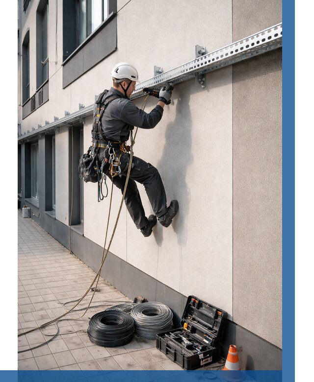 Монтаж кабельных лотков на фасаде в Коркине от 1246 р. | ВЫСОТНИК-Крк