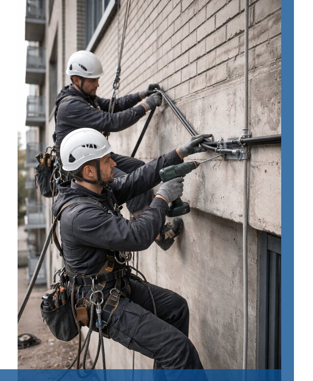 Крепление кабеля на фасаде в Коркине от 363 р. | ВЫСОТНИК-Крк