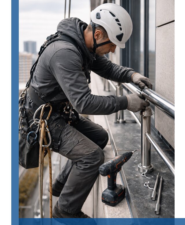 Монтаж ограждений на высоте в Коркине для зданий и конструкций