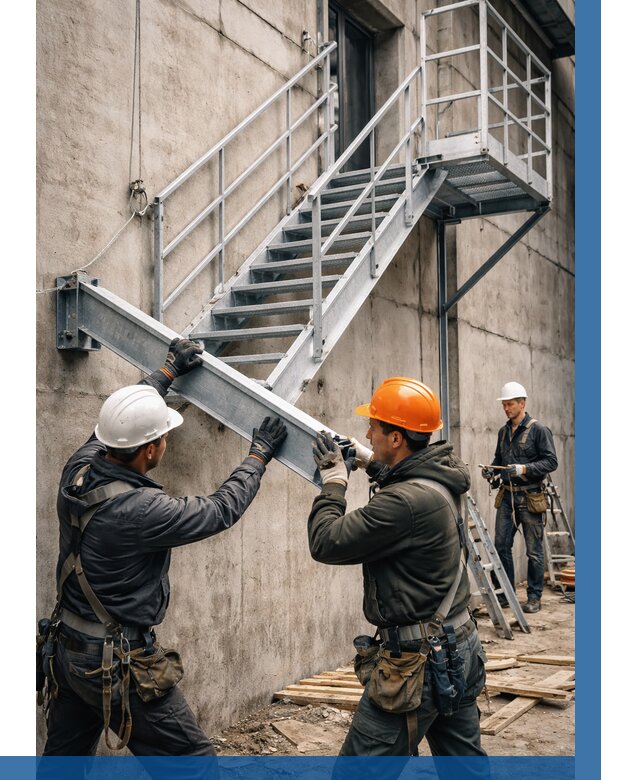 Монтаж металлических лестниц в Коркине от 15572 р. | ВЫСОТНИК-Крк