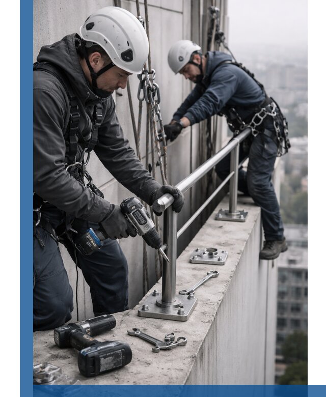 Монтаж перил на высоте в Коркине для жилых и промобъектов