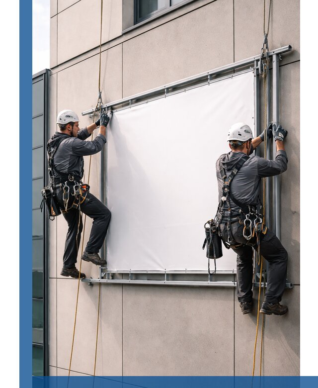 Монтаж наружной рекламной вывески в Коркине под ключ