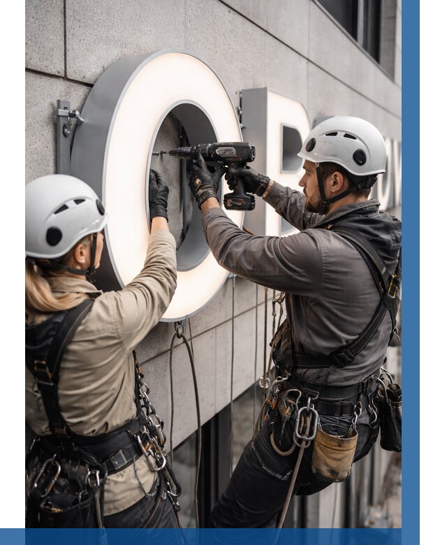 Монтаж световых букв в Коркине от 3114 р. под ключ ВЫСОТНИК-Крк